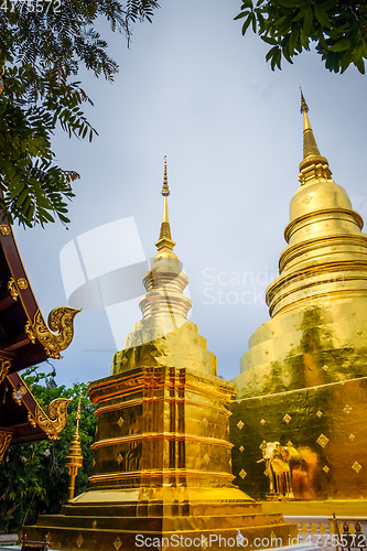 Image of Wat Phra Singh golden stupa, Chiang Mai, Thailand