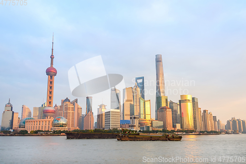 Image of Shanghai skyline at sunset