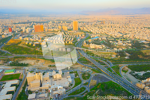 Image of Skyline of Tehran. highway overpass