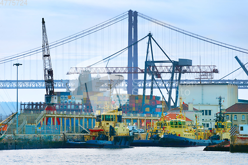 Image of Lisbon industrial cargo port. Portugal