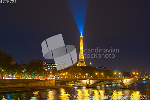 Image of Eiffel Tower Siene Paris night
