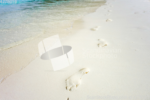 Image of footprints on a tropical beach