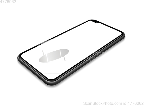 Image of All-screen blank smartphone mockup isolated on white. 3D render