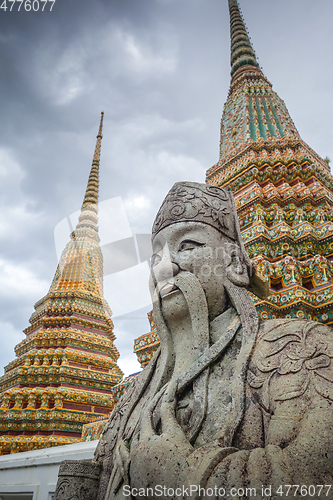 Image of Chinese Guard statue in Wat Pho, Bangkok, Thailand