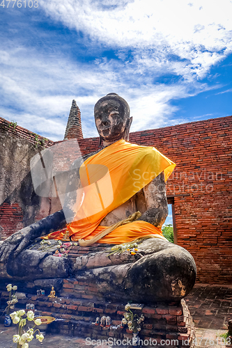 Image of Buddha statue, Wat Lokaya Sutharam temple, Ayutthaya, Thailand