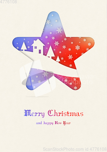Image of Merry Christmas rainbow winter card