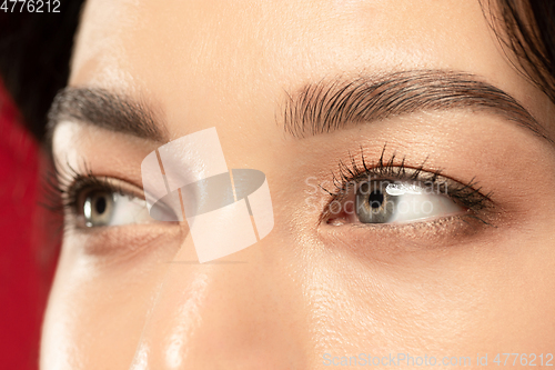 Image of Beautiful young woman\'s eyes close-up, perfect skincare concept