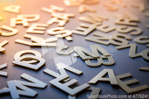 Image of Mixed letters pile closeup photo