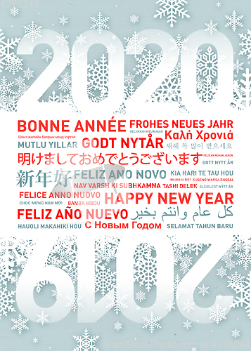 Image of Happy new year greetings card from all the world