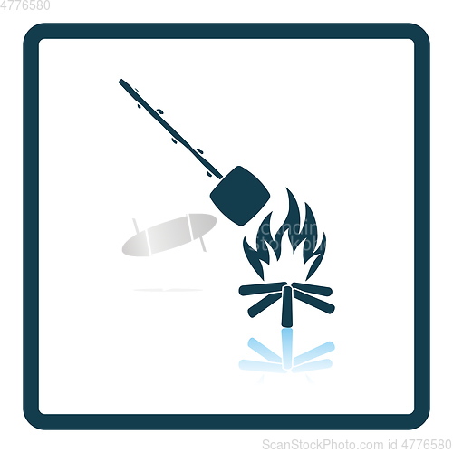 Image of Camping fire with roasting marshmallow icon