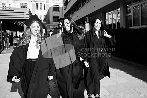 Image of Group of diverse international graduating students celebrating