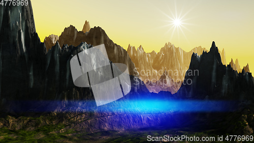 Image of fantasy landscape scenery at dawn