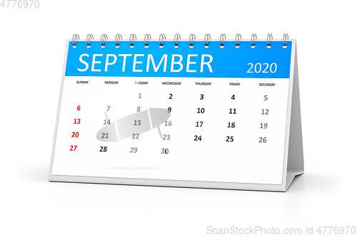 Image of table calendar 2020 september