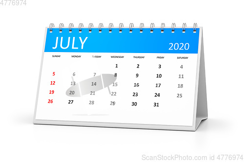 Image of table calendar 2020 july