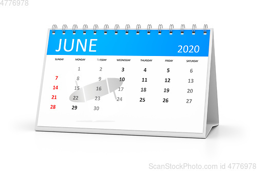 Image of table calendar 2020 june