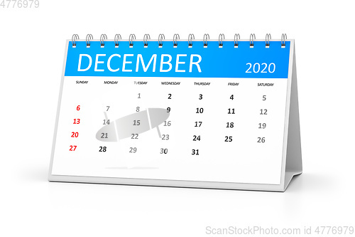 Image of table calendar 2020 december