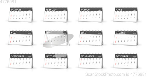Image of 12 table calendar year 2020