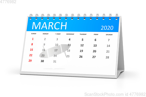 Image of table calendar 2020 march