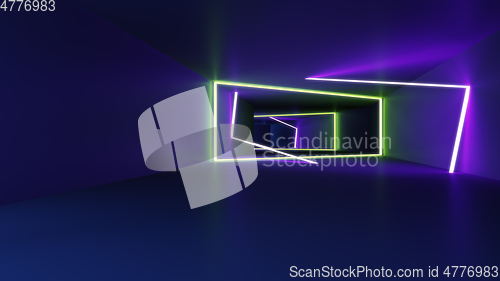 Image of neon lights tunnel background