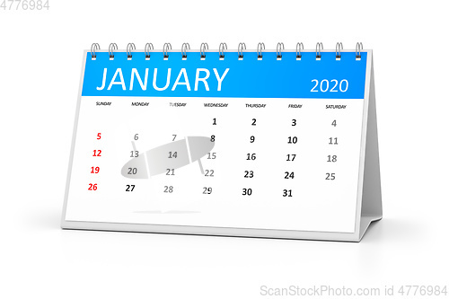 Image of table calendar 2020 january