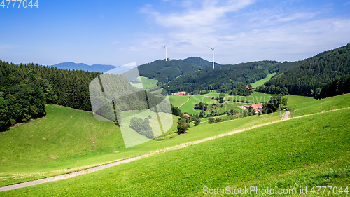 Image of landscape with wind energy in the black forest area Germany