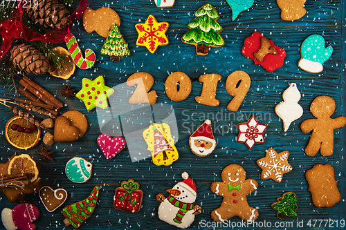 Image of Different ginger cookies 2019 year