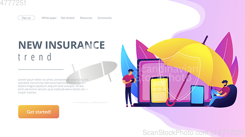 Image of Electronic device insurance concept landing page.