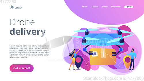 Image of Drone delivery concept landing page.
