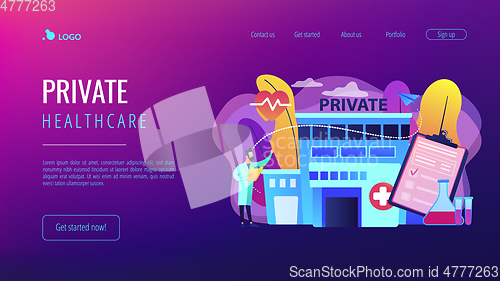 Image of Private healthcare concept landing page.