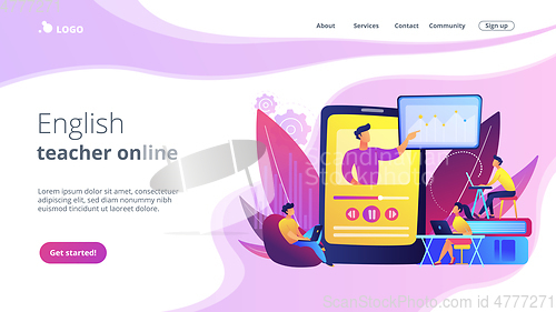 Image of Online teaching concept landing page.