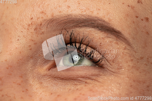 Image of Beautiful young woman\'s eye close-up, perfect skincare concept