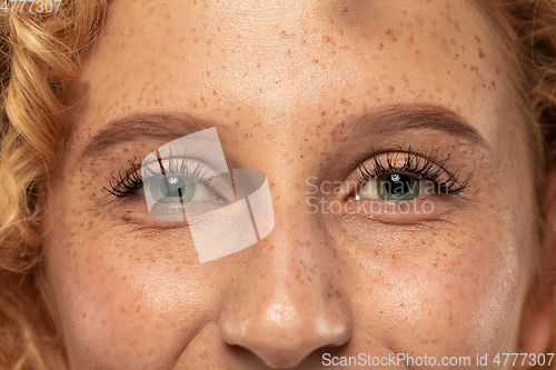 Image of Beautiful young woman\'s eyes close-up, perfect skincare concept