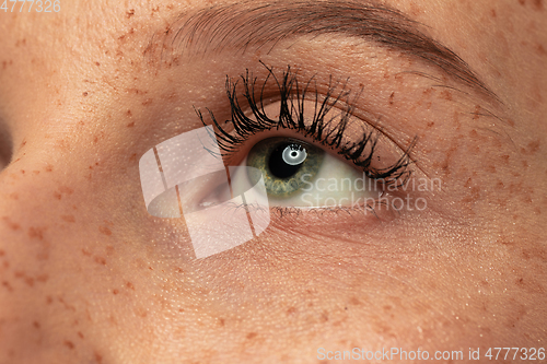 Image of Beautiful young woman\'s eye close-up, perfect skincare concept