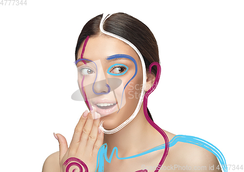 Image of Beauty woman face portrait with perfect skin, art concept