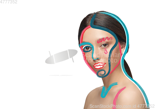 Image of Beauty woman face portrait with perfect skin, art concept