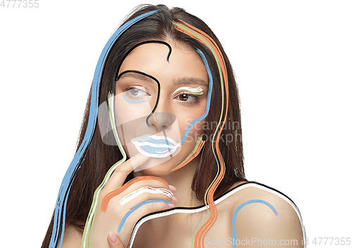Image of Beauty woman face portrait with perfect skin, art concept