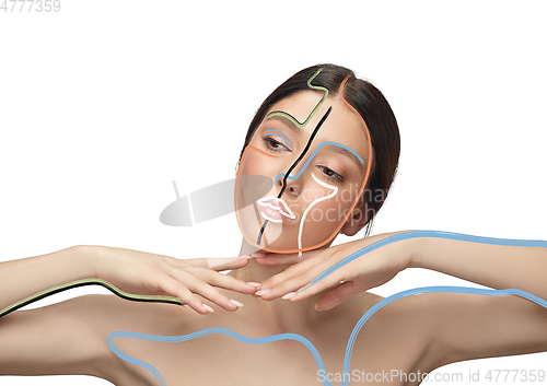 Image of Beauty woman face portrait with perfect skin, art concept