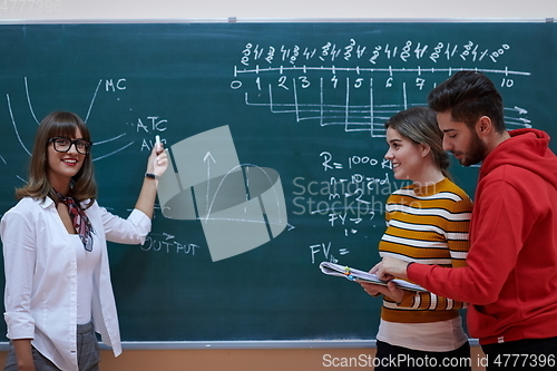 Image of the professor explains the task on the board