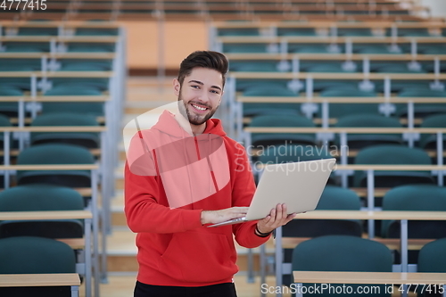 Image of the student uses a notebook in school