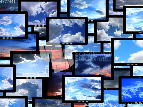 Image of tablets with different images of sky