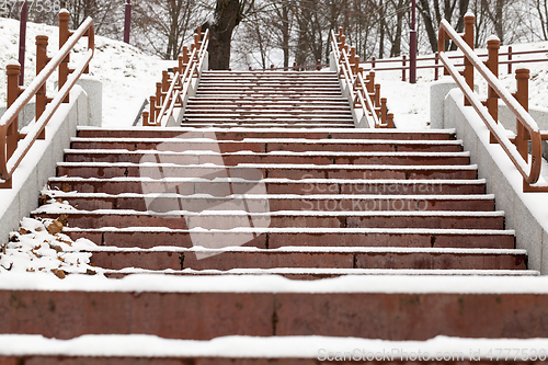 Image of ladder in the city park winter