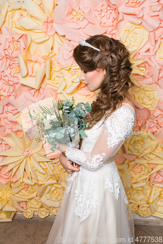 Image of beautiful girl in wedding gown