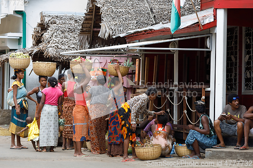 Image of Malagasy woman on main street in Nosy Be, Madagascar