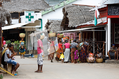 Image of Malagasy woman on main street in Nosy Be, Madagascar