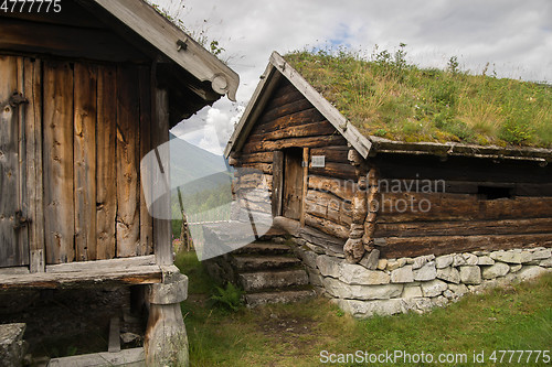 Image of Old houses in ecomuseum in Norway