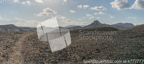 Image of Trekking in Negev dramatic stone desert, Israel 