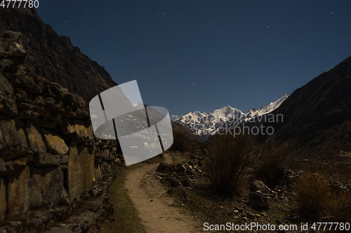 Image of Night landscape in Langtand valley trek