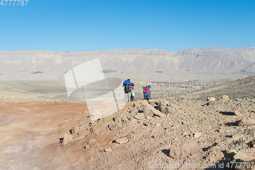 Image of Trekking in Negev dramatic stone desert, Israel 