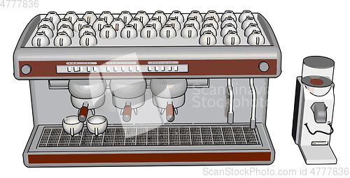 Image of 3D vector illustration of an espresso maker white background