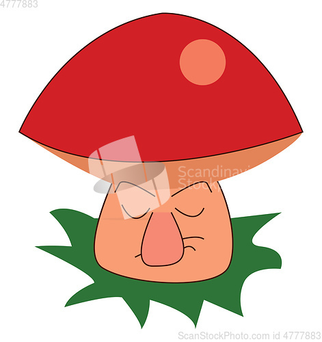 Image of A mushroom with a red cap and a grumpy stem vector color drawing